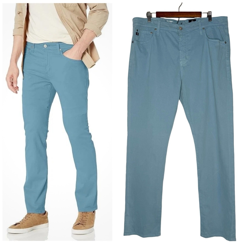 NWT Adriano Goldschmied The Everett Sueded Stretch Sateen Pants Blue Men's 38x32